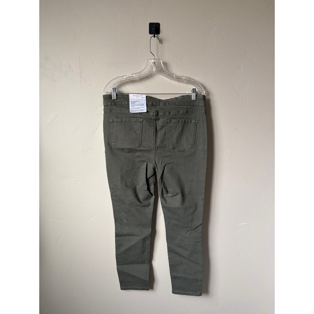 Westbound Green Denim Distressed Pull On High Rise Skinny Jeans- Size 12 Short - Picture 4 of 4